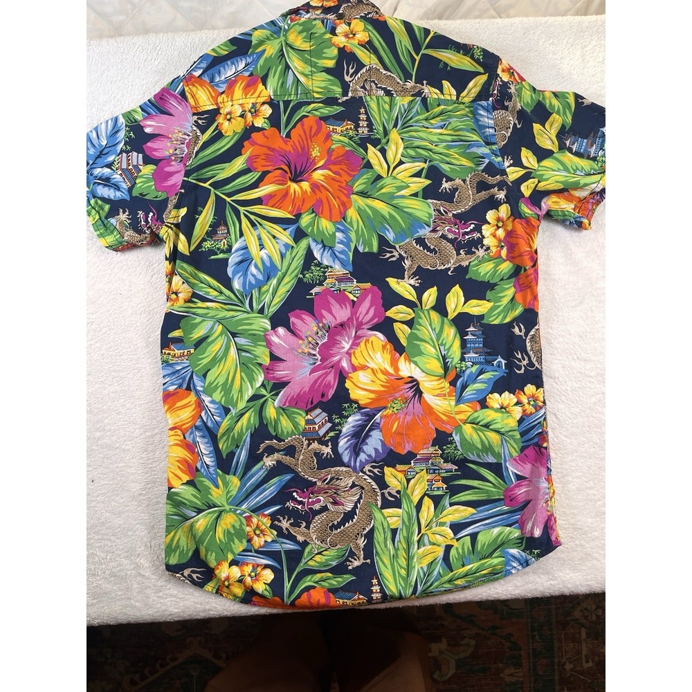 Broken Threads Hawaiian Shirt Mens Medium Dragon Floral Tropical Button Up - Picture 5 of 9